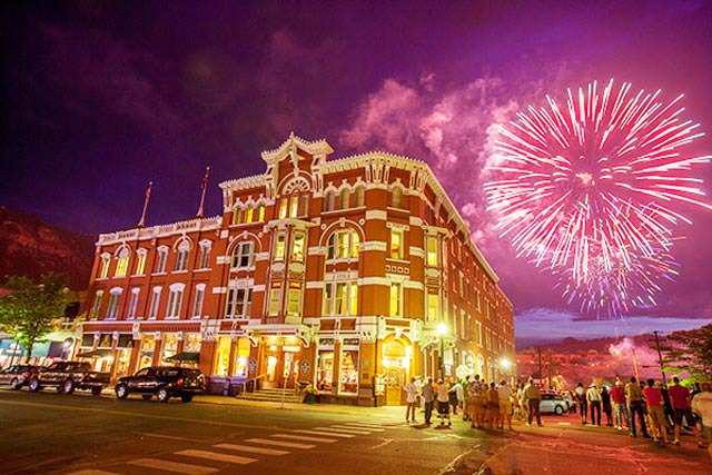 Fireworks and the Strater Hotel in Telluride
