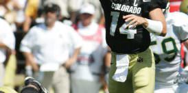 Joel Klatt throws a pass for the Univeristy of Colorado against Colorado State