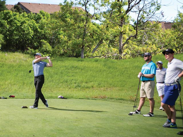 Joel Klatt enjoys golfing with buddies Chuck James, Dave Runyon, and Tom Reimann