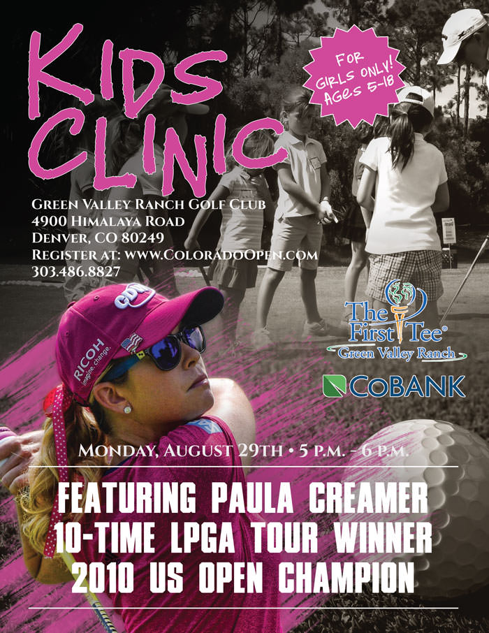 Flyer for Paula Creamer Kids Golf Clinic