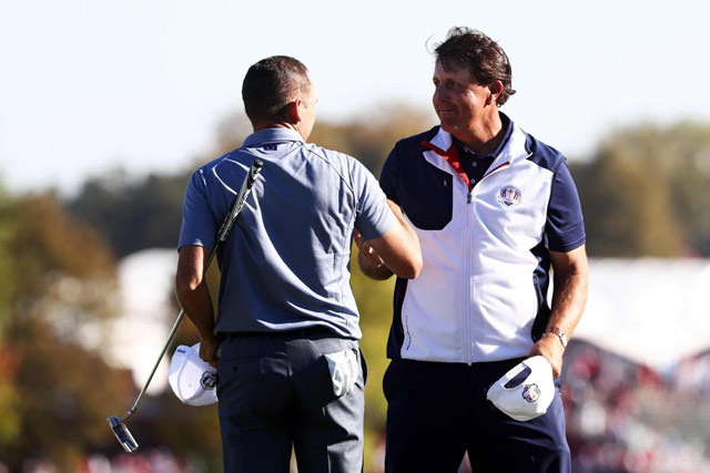 Golf Pressure tips - Phil Mickelson and Sergio Garcia at the 2016 Ryder Cup