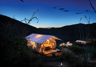 Numerous well-appointed glampsites dot the Desert Mountain property.