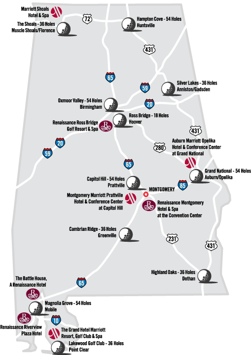 Alabama Golf RTJ Golf Trail map