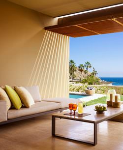 The sun-splashed terrace of a Montage Los Cabos residence