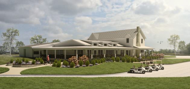 Back patio view of Raccoon Creek's new clubhouse.