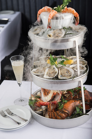 Ocean Prime's Smoking Shellfish Tower.