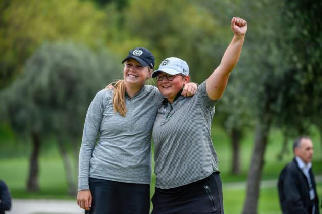 RAMMING IT HOME: US Amateur 4-Ball Champions, Colorado State's Katrina Prendergast (left) and Ellen Secor.