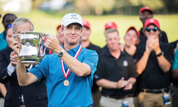 u.s. senior open - david toms raises trophy