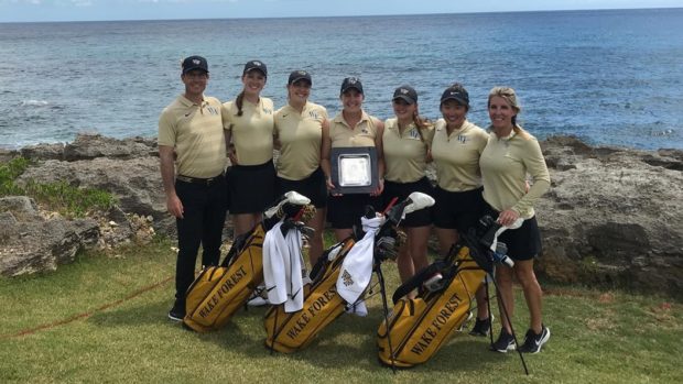 Kupcho, center, with her victorious Demon Deacons teammates at Casa de Campo.