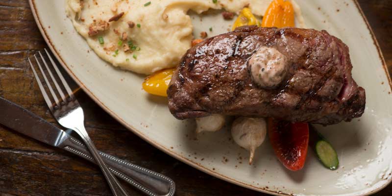 steak prepared by head chef David Ross - Champions Retreat Golf Club