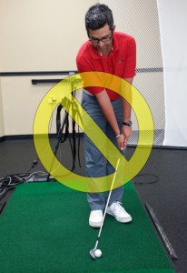 Do not put the ball back in your stance for this shot.