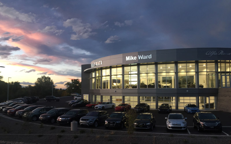 Mike Ward Automotive at dusk