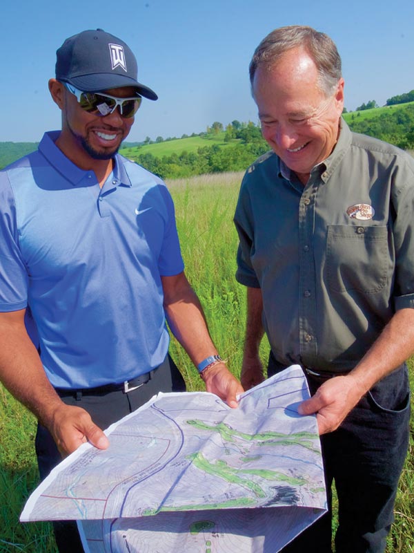 Tiger Woods & Johnny Morris on the site of Payne's Valley