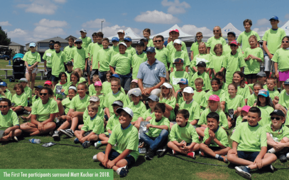 The First Tee participants surrounded by Matt Kuchar in 2011