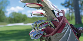 A set of Ping G Le2 golf clubs made for women.