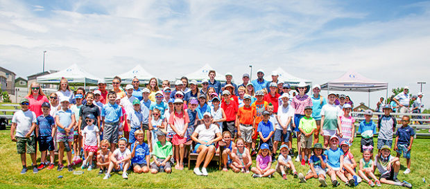 Jennifer Kupcho (front and center) with junior attendees of Saturday's exhibition at Green Valley Ranch Golf Club