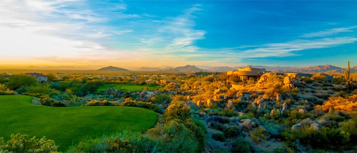 Troon North's Monument course at sunset