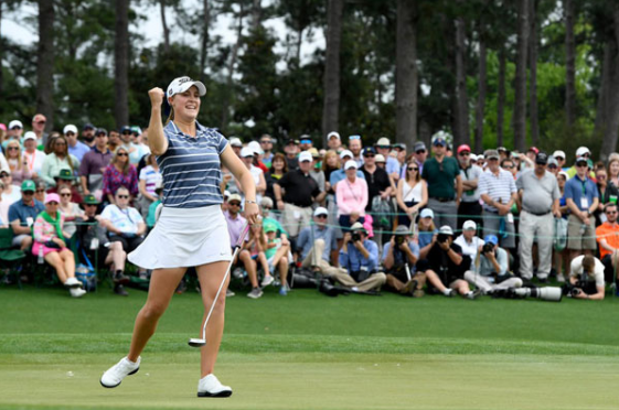 Kupcho celebrates her birdie putt on the 18th green at the Augusta National Women's Amateur. (photo courtesy of Augusta National)