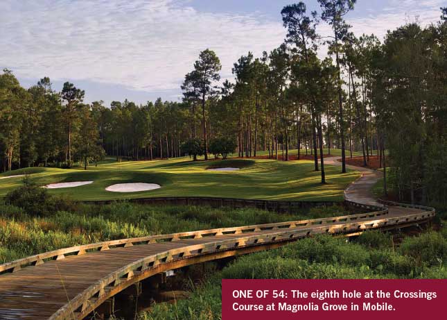 The eighth hole at the Crossings Course at Magnolia Grove in Mobile, Alabama.