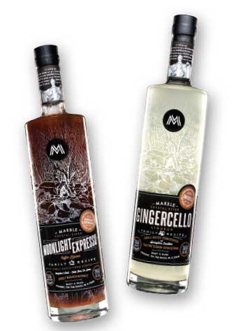 Marble Distillery Gingercello and Moonlight Espresso Vodka. Perfect Holiday spirits.