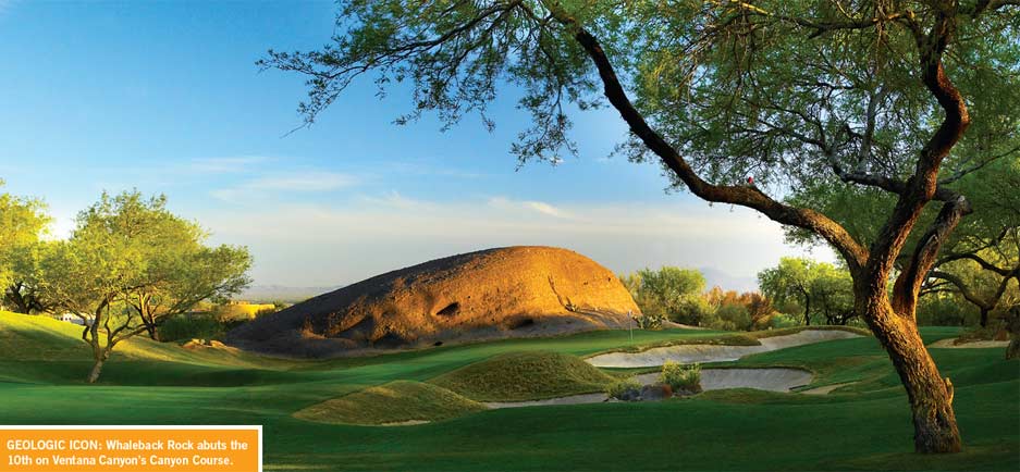 Whaleback Rock abuts the 10th on Ventana Canyon’s Canyon Course.