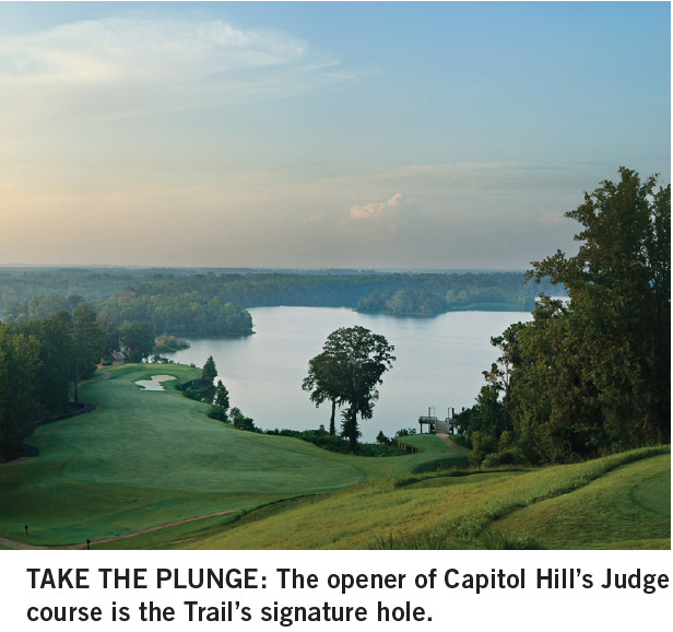 The opener of Capitol Hill’s Judge course is the Robert Trent Jones Trail’s signature hole.