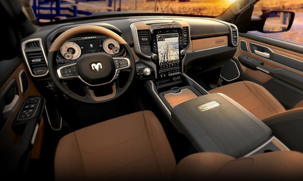 The interior of the 2019 Ram 1500 Longhorn