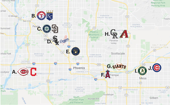 Arizona Spring Training stadiums map shows each game site