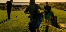 A group of guys playing Union Green golf balls