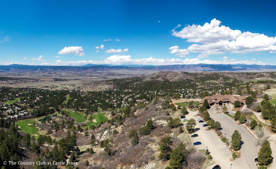 The grounds surrounding the Country Club at Castle Pines