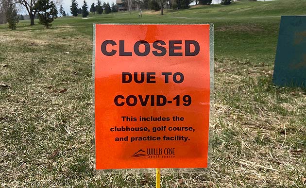 COVID closed Course sign