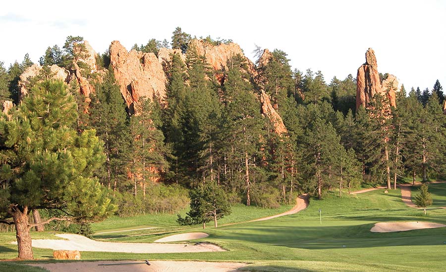 Natural rock formations surrounding the golf course at Perry Park Country Club