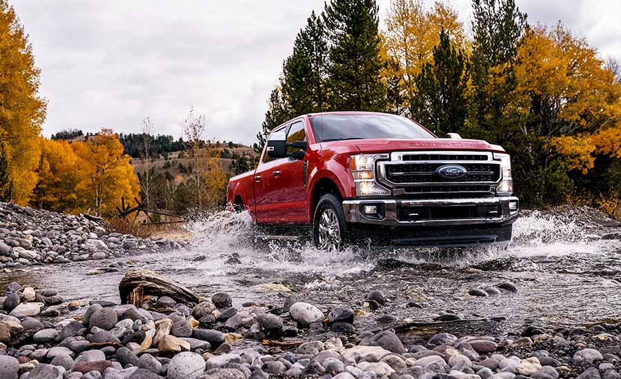 Ford F-250 in water