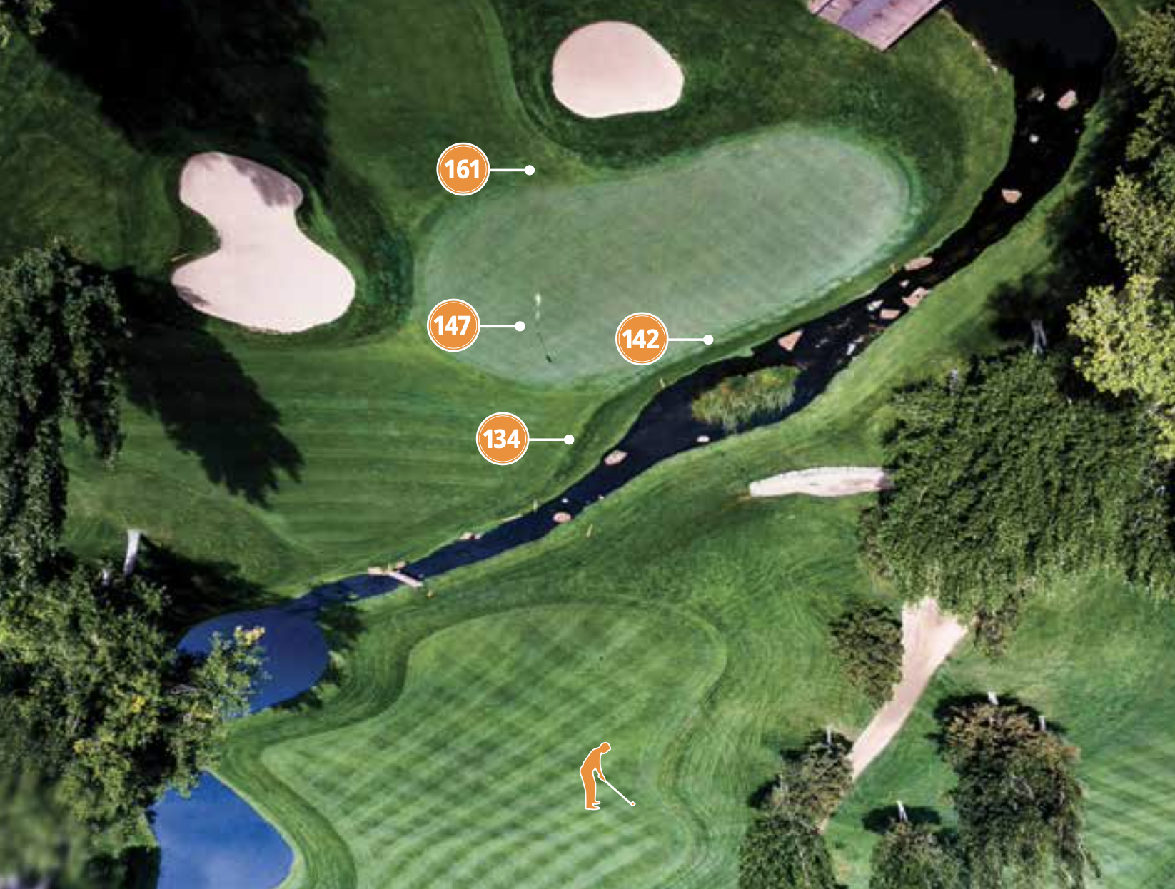 Diagram of Cherry Creek Country Club Second Hole approach shot