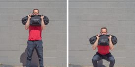 Dee Tidwell demonstrates sandbag squats