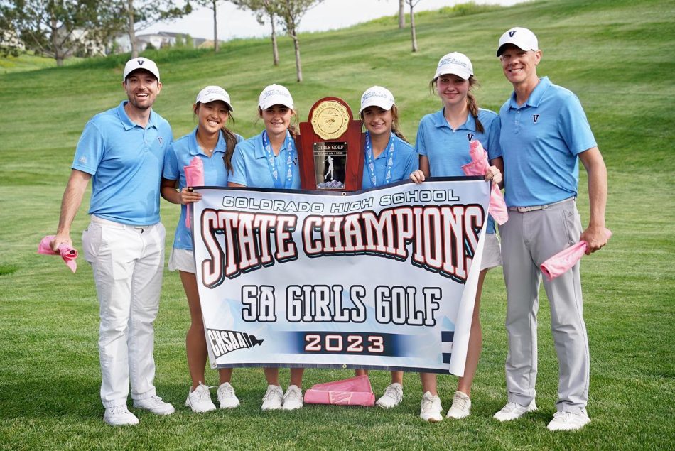 Colorado 2023 5A State Championship girls golf team from Valor Christian High School.